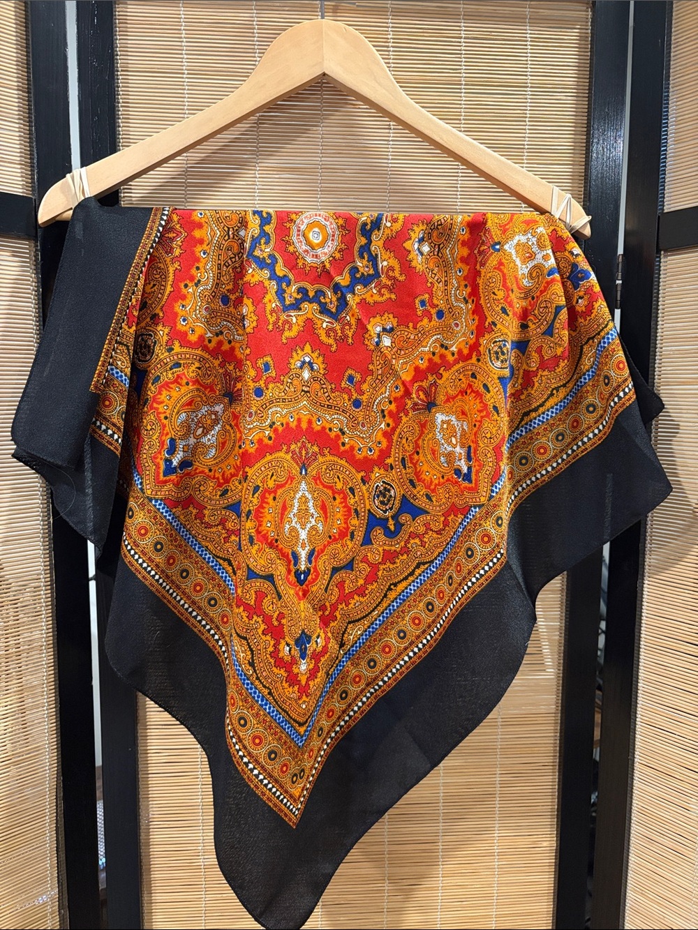 Women’s Vibrant Red Paisley Silk-Feel Scarf